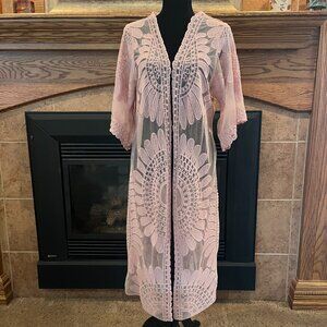 Dusty Rose Lace Coverup or jacket! Nice! Large